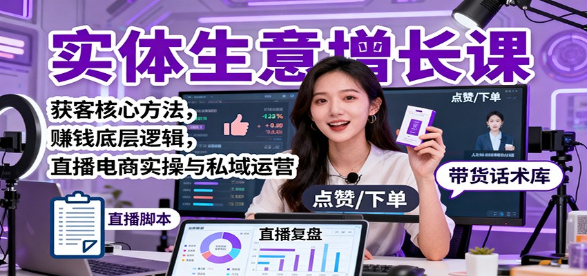 实体生意增长课:获客核心方法,赚钱底层逻辑,直播电商实操与私域运营-网赚副业网