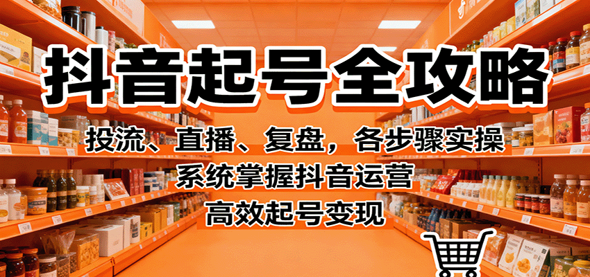 抖音起号全攻略,投流、直播、复盘,各步骤实操,系统掌握抖音运营,高效起号变现-网赚副业网