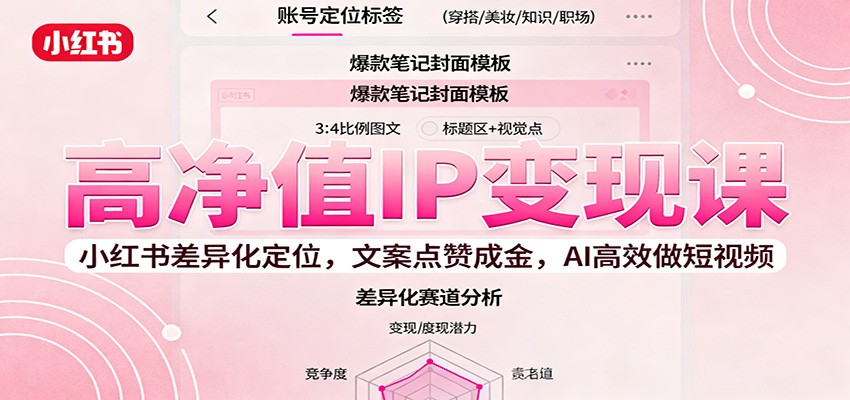 高净值IP变现课:小红书差异化定位,文案点赞成金, AI高效做短视频-网赚副业网