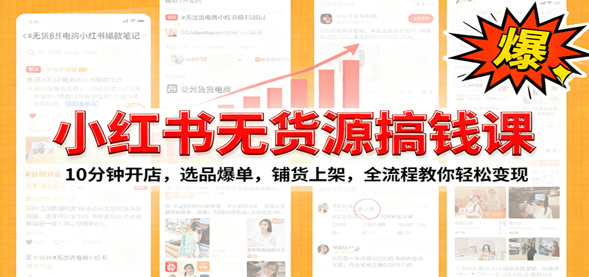 小红书无货源爆单课:10分钟开店,选品爆单,铺货上架,全流程教你轻松变现-网赚副业网