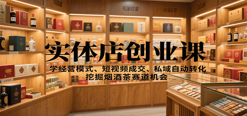实体店创业课:学经营模式、短视频成交、私域自动转化,挖掘烟酒茶赛道机会-网赚副业网