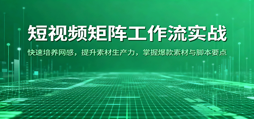 短视频矩阵工作流实战:快速培养网感,提升素材生产力,掌握爆款素材与脚本要点-网赚副业网