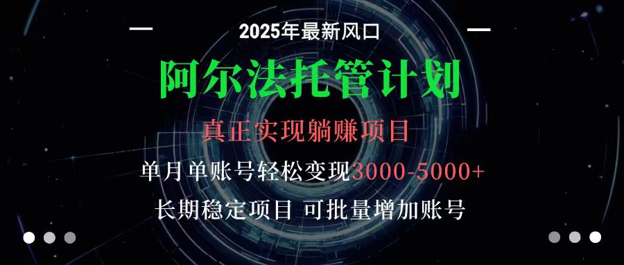 阿尔法托管计划 单账号月入3000-5000，长期稳定项目，新手小白轻松上手-网赚副业网