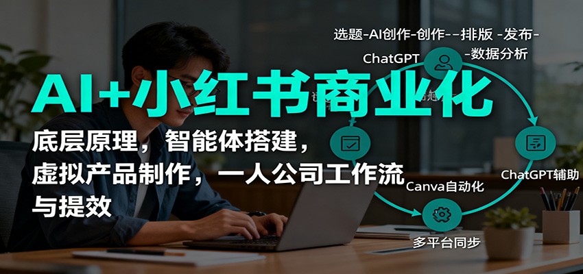 AI+小红书商业化,底层原理,智能体搭建,虚拟产品制作,一人公司工作流与提效-网赚副业网