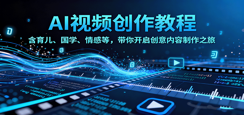 AI视频创富课,含育儿、国学、情感等,带你开启创意内容制作之旅-网赚副业网