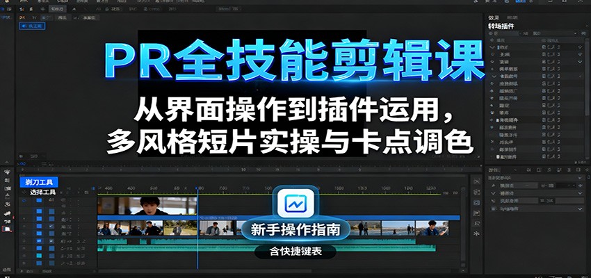 PR全技能剪辑课:从界面操作到插件运用,多风格短片实操与卡点调色-网赚副业网