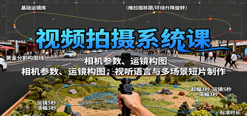 视频拍摄系统课:相机参数、运镜构图,视听语言与多场景短片制作-网赚副业网