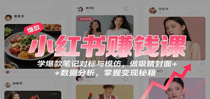 小红书赚钱课:学爆款笔记对标与模仿,做吸睛封面 + 数据分析,掌握变现秘籍-网赚副业网