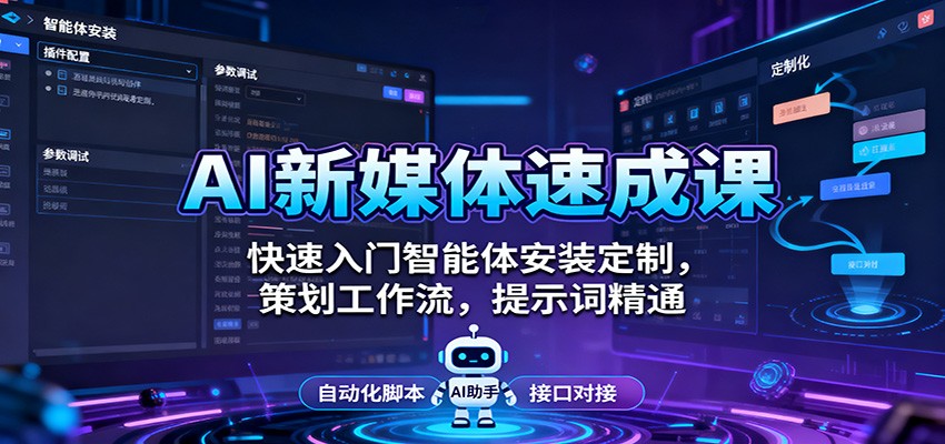 AI新媒体速成课:快速入门智能体安装定制,策划工作流,提示词精通-网赚副业网