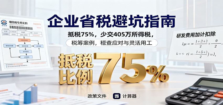 企业省税避坑指南:抵税75%,少交405万所得税,税筹案例,稽查应对与灵活用工-网赚副业网