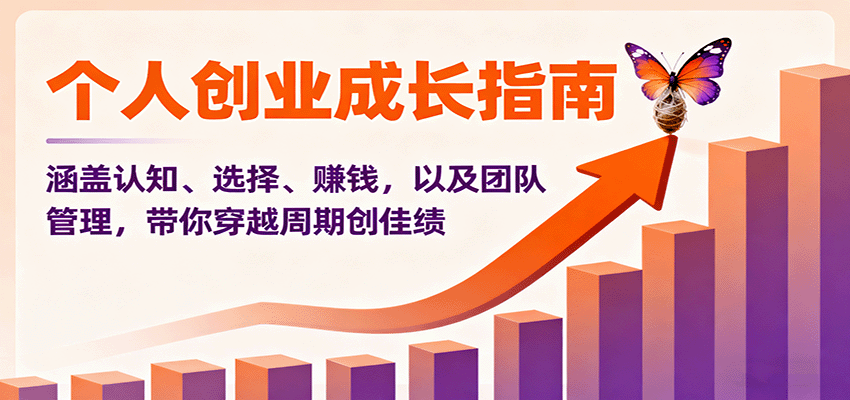个人创业成长指南:涵盖认知、选择、赚钱,以及团队管理,带你穿越周期创佳绩-网赚副业网