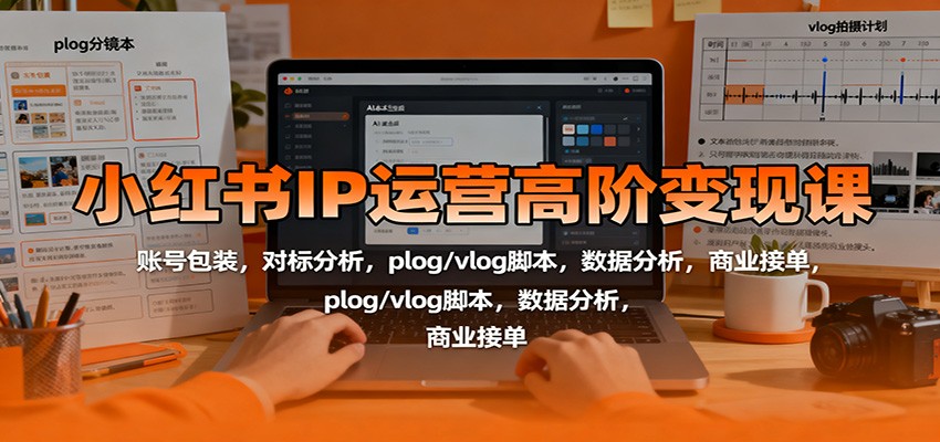 小红书IP运营高阶变现课:账号包装,对标分析,plog/vlog脚本,数据分析,商业接单-网赚副业网