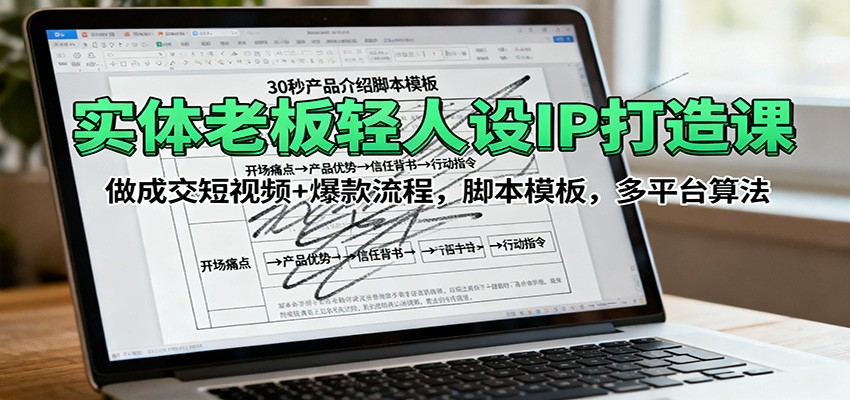 实体老板轻人设IP打造课:做成交短视频+爆款流程,脚本模板,多平台算法-网赚副业网