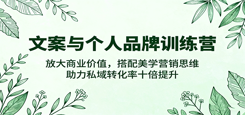 文案与个人品牌训练营,放大商业价值,搭配美学营销思维,助力私域转化率十倍提升-网赚副业网