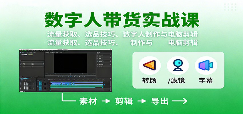 数字人变现实战课:流量获取、选品技巧、数字人制作与电脑剪辑-网赚副业网