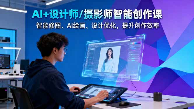 AI+设计师/摄影师智能创作课：智能修图、AI绘画、设计优化，提升创作效率-网赚副业网
