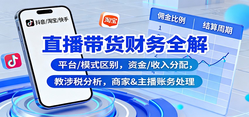 直播带货财务全解：平台/模式区别，资金/收入分配，涉税分析，商家&主播账务处理-网赚副业网