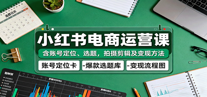 小红书电商运营课:含账号定位、选题,拍摄剪辑及变现方法-网赚副业网