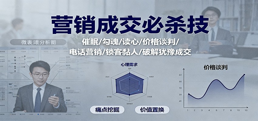 营销成交必杀技:催眠/勾魂/读心/价格谈判/电话营销/锁客黏人/破解犹豫成交-网赚副业网