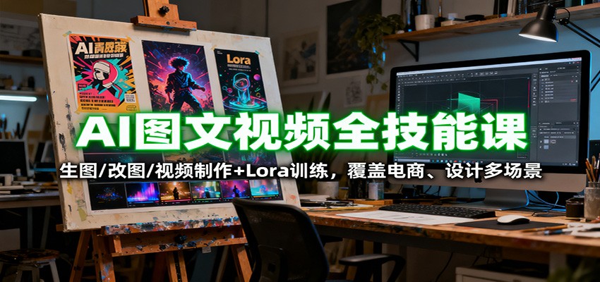 AI图文视频全技能课:生图/改图/视频制作+Lora训练,覆盖电商 、设计多场景-网赚副业网