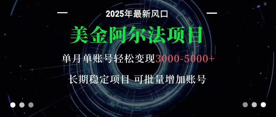 美金阿尔法项目:一部手机每天只需10分钟,轻松稳定赚美元-网赚副业网