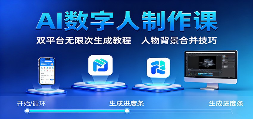 AI数字人制作课:双平台无限次生成教程,人物背景合并技巧-网赚副业网