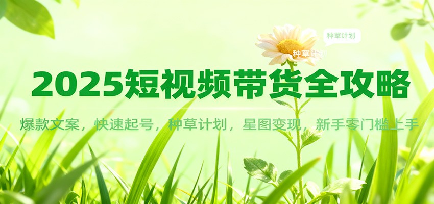 2025短视频带货全攻略:爆款文案,快速起号,种草计划,星图变现,新手零门槛上手-网赚副业网