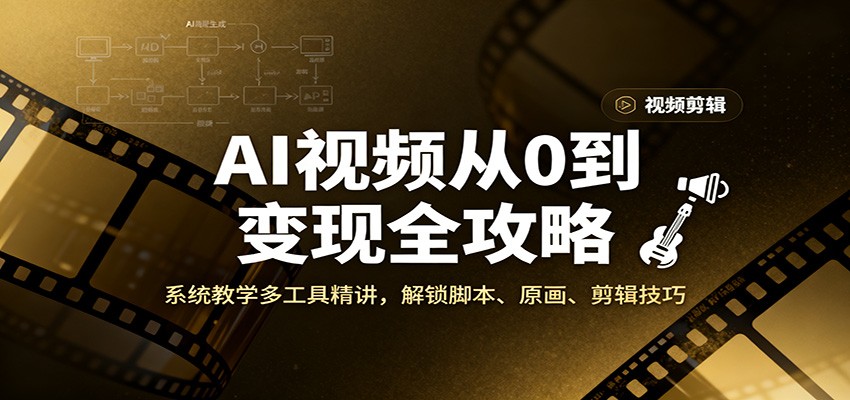 AI视频从0到变现全攻略,系统教学多工具精讲,解锁脚本、原画、剪辑技巧-网赚副业网