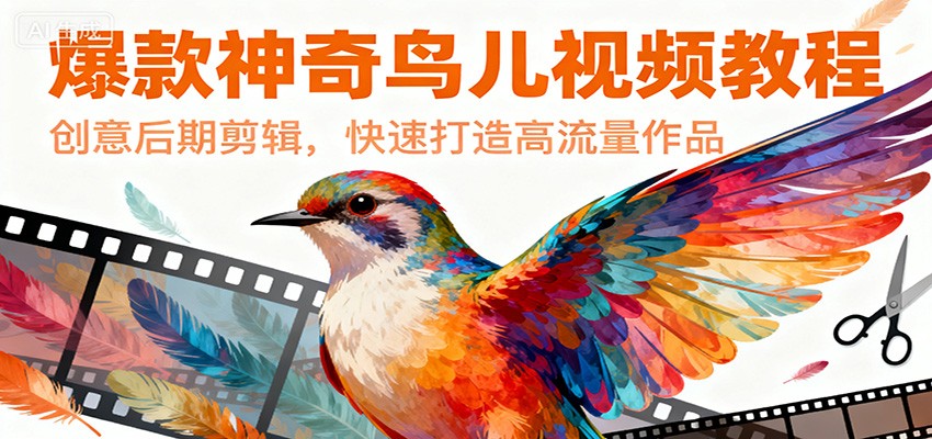 爆款神奇鸟儿视频教程,创意后期剪辑,快速打造高流量作品-网赚副业网