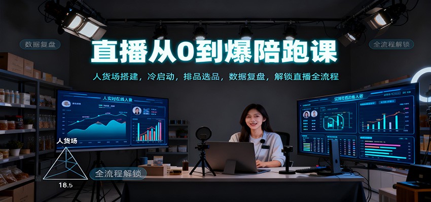 直播从0到爆陪跑课:人货场搭建,冷启动,排品选品,数据复盘,解锁直播全流程-网赚副业网