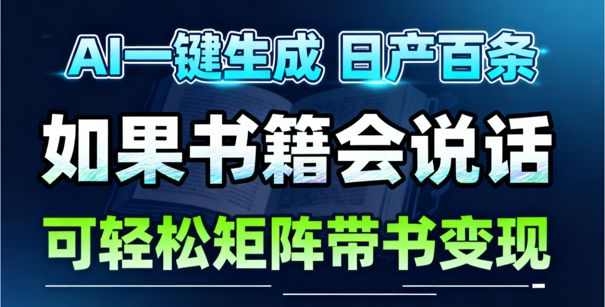 AI书籍会说话,轻松带书变现,月入3W+-网赚副业网