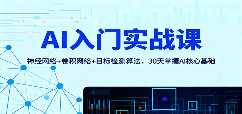 AI入门实战课:神经网络+卷积网络+目标检测算法,30天掌握AI核心基础-网赚副业网