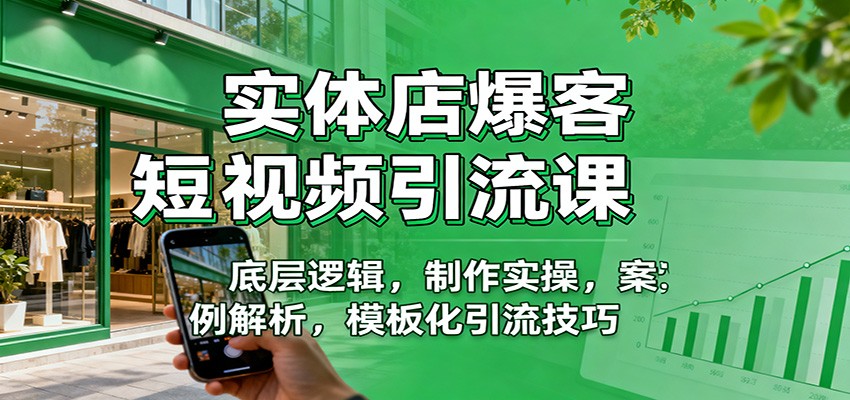 实体店爆客短视频引流课:底层逻辑,制作实操,案例解析,模板化引流技巧-网赚副业网