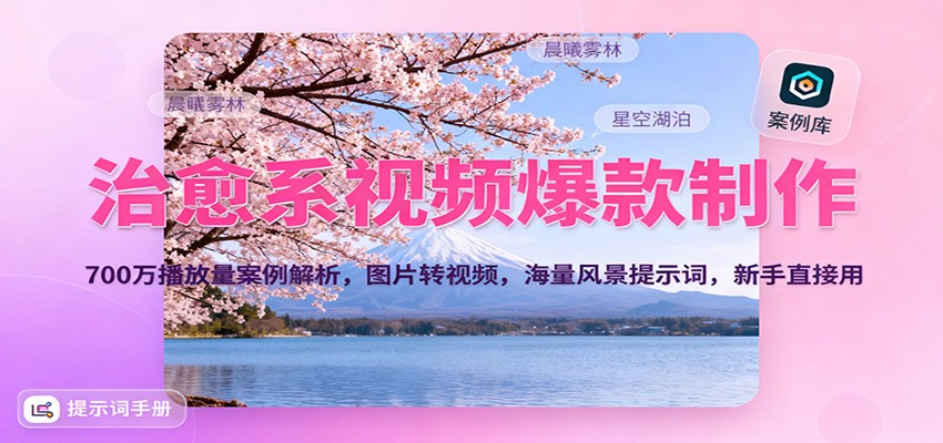 治愈系视频爆款制作,700万播放量案例解析,图片转视频,海量风景提示词,新手直接用-网赚副业网