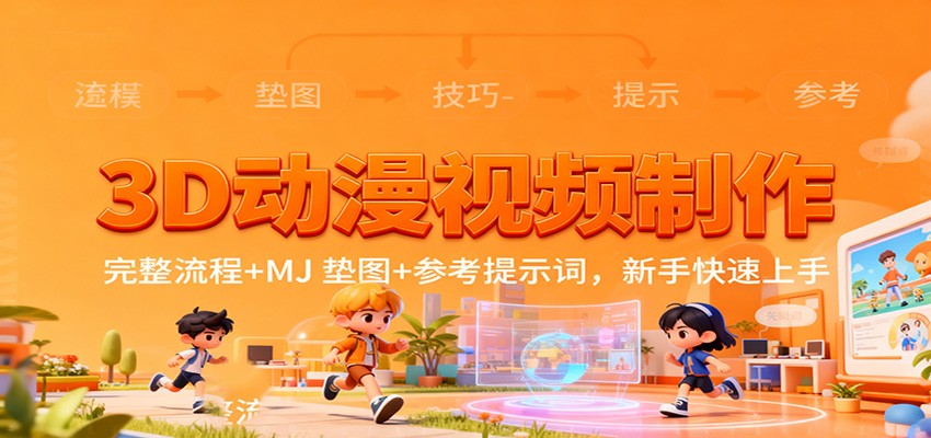 3D动漫视频制作,完整流程+MJ 垫图+参考提示词,新手快速上手-网赚副业网