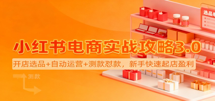 小红书电商实战攻略3.0:开店选品+自动运营+测款怼款,新手快速起店盈利-网赚副业网