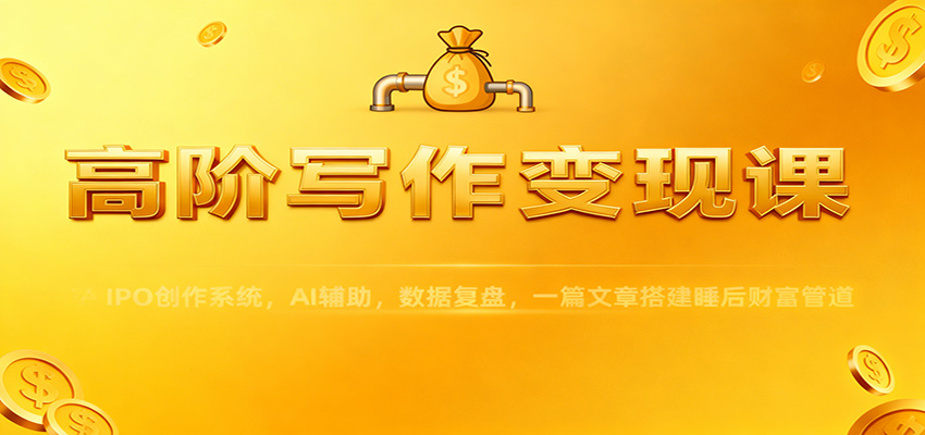 高阶写作变现课:IPO创作系统,AI辅助,数据复盘,一篇文章搭建睡后财富管道-网赚副业网