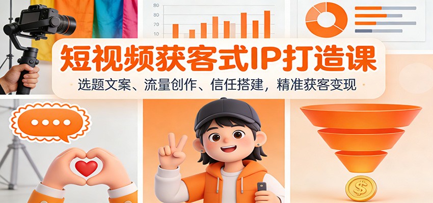 短视频获客式IP打造课:选题文案、流量创作、信任搭建,精准获客变现-网赚副业网