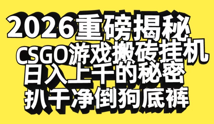 2026开年重磅解密,CSGO游戏搬砖挂机日入上千的秘密,把倒狗的底裤扒干-网赚副业网