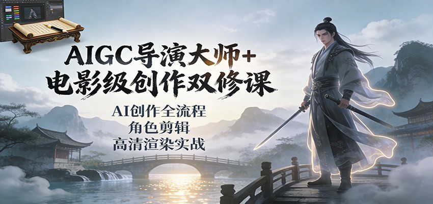 AIGC导演大师+电影级创作双修课:AI创作全流程、角色剪辑、高清渲染实战-网赚副业网