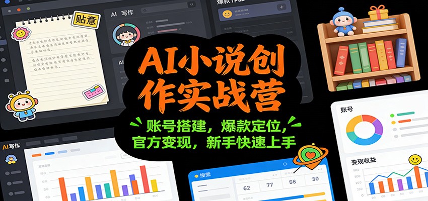 AI小说创作实战营:账号搭建,爆款定位,官方变现,新手快速上手-网赚副业网