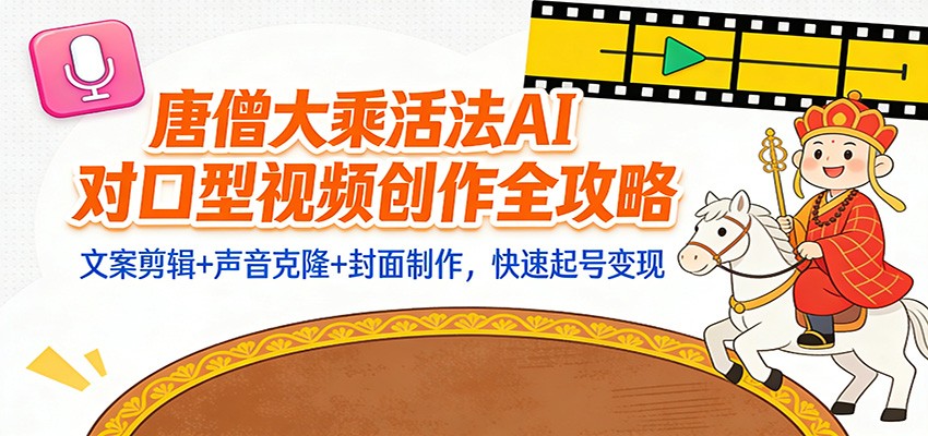 “大乘活法”AI对口型视频创作全攻略:文案剪辑+声音克隆+封面制作,快速起号变现-网赚副业网