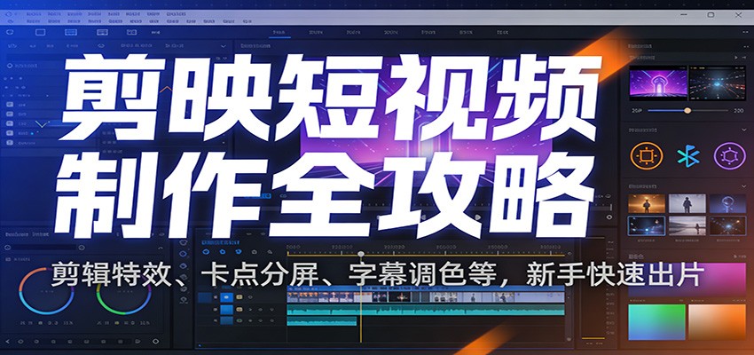 剪映短视频制作全攻略:剪辑特效、卡点分屏、字幕调色等,新手快速出片-网赚副业网