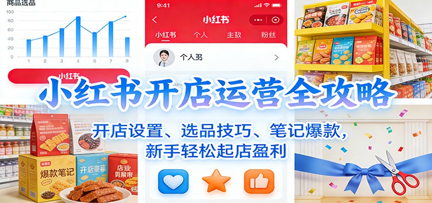 小红书开店运营全攻略:开店设置、选品技巧、笔记爆款,新手轻松起店盈利-网赚副业网