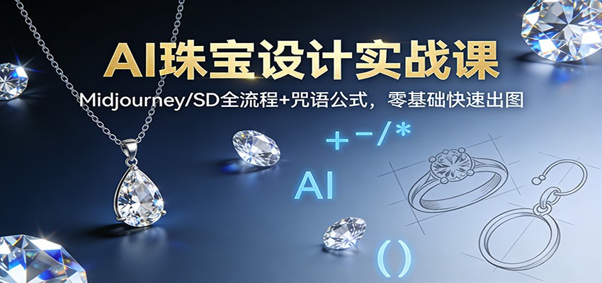 AI珠宝设计实战课:Midjourney/SD全流程+咒语公式,零基础快速出图-网赚副业网