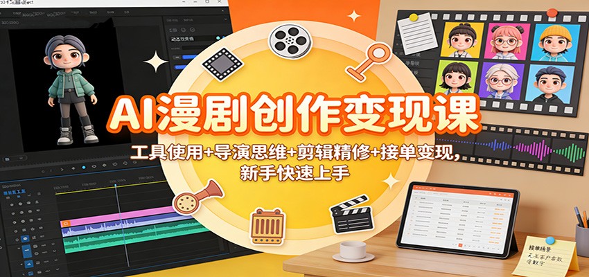 AI漫剧创作变现课：工具使用+导演思维+剪辑精修+接单变现，新手快速上手-网赚副业网