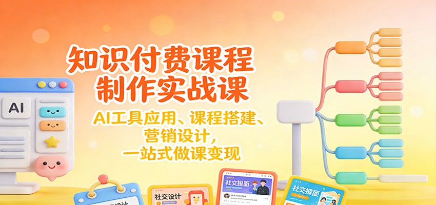 知识付费课程制作实战课:AI工具应用 、课程搭建、营销设计,一站式做课变现-网赚副业网