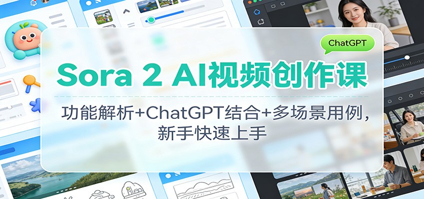 Sora 2 AI视频创作课:功能解析+ChatGPT结合+多场景用例,新手快速上手-网赚副业网