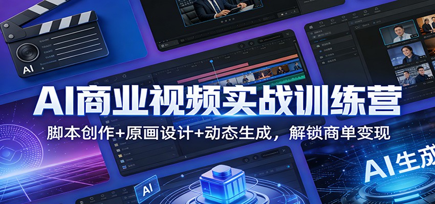 AI商业视频实战训练营:脚本创作+原画设计+动态生成,解锁商单变现-网赚副业网