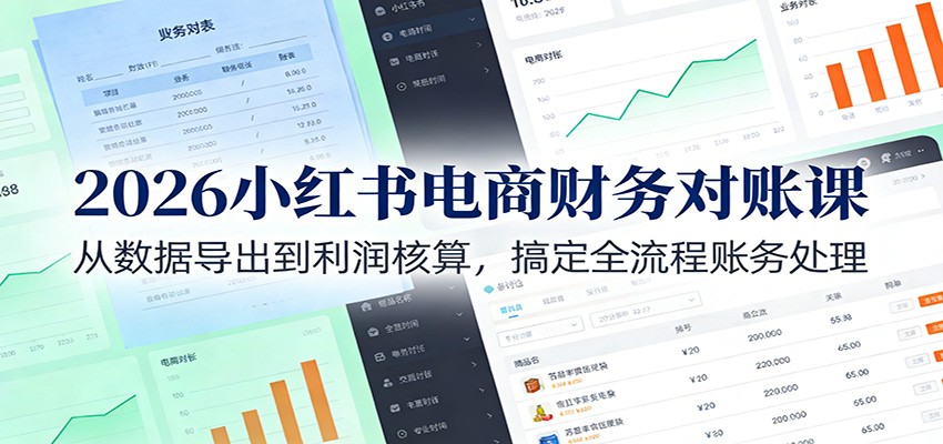 2026小红书电商财务对账课:从数据导出到利润核算,搞定全流程账务处理-网赚副业网